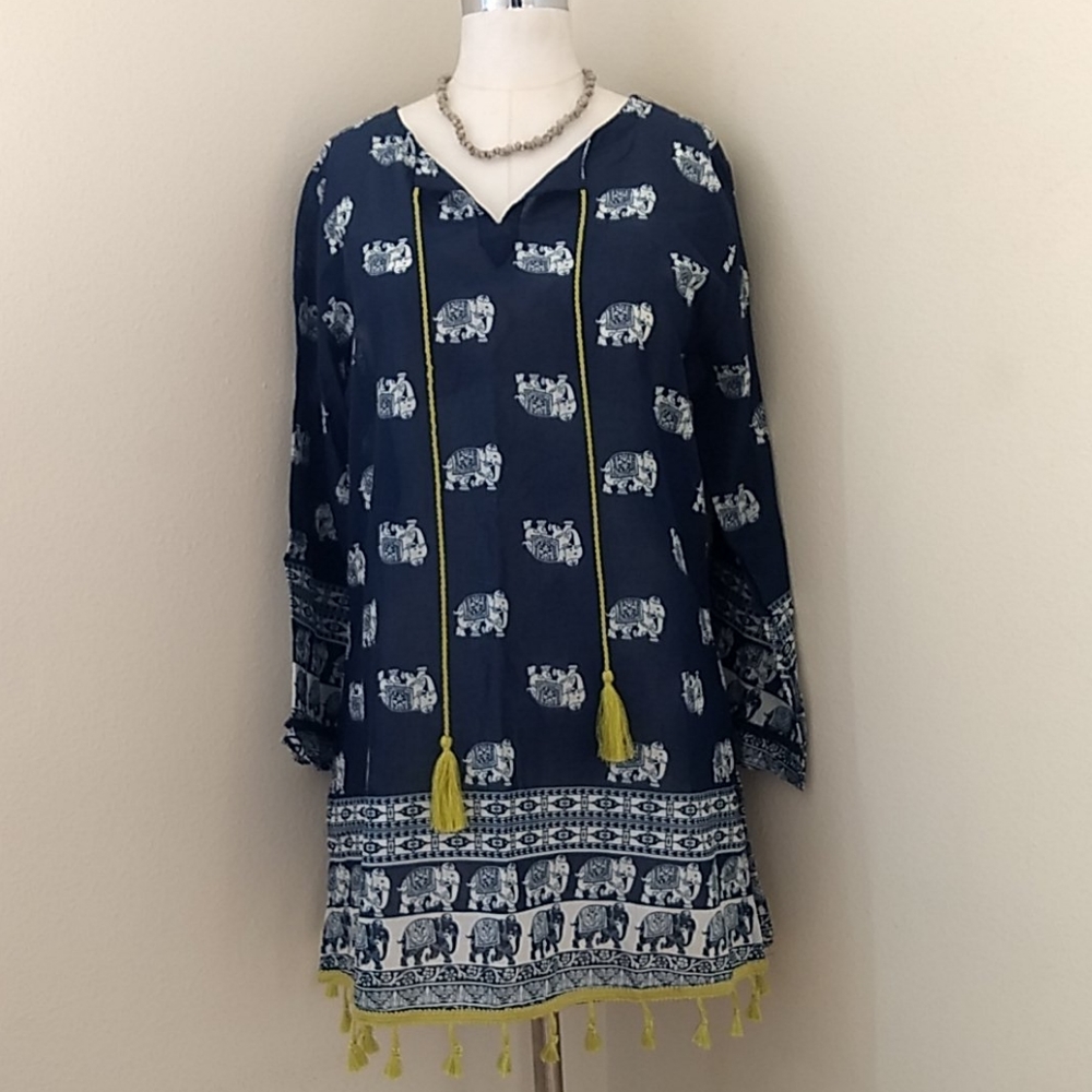 COPY - French Curve Navy Elephant Tunic